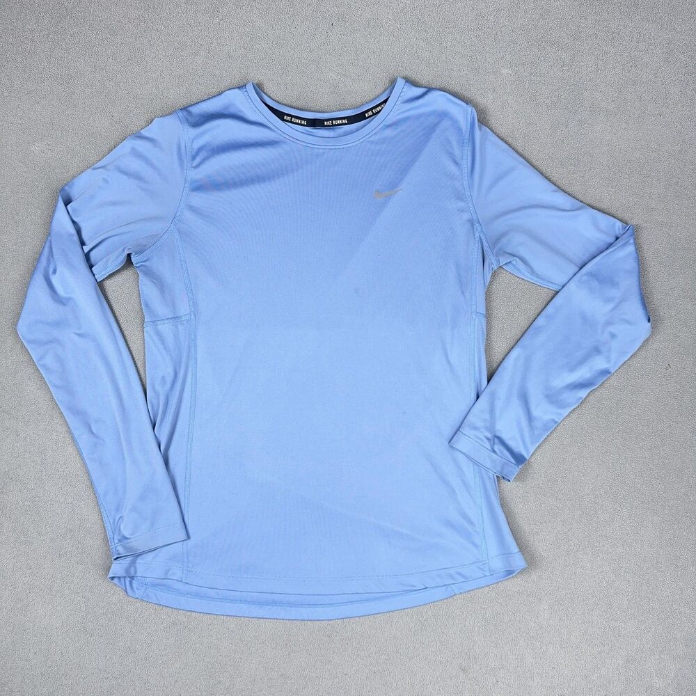 Nike Shirt Womens Large Blue Miler Dri-FIT Running Long Sleeve Top 686904-422
